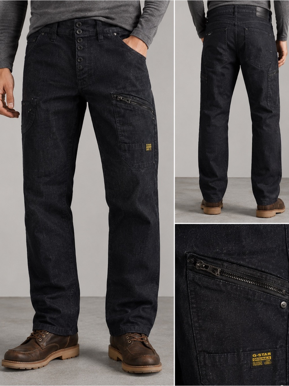 G-Star Raw Denim Jeans Cargo Utility Pants 30x30 Button Fly Tactical CSKD3301